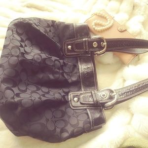 Coach black pleated tote